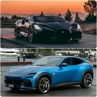 2024 Ferrari Purosangue intirior and 2024 Bugatti Mistral Roadster